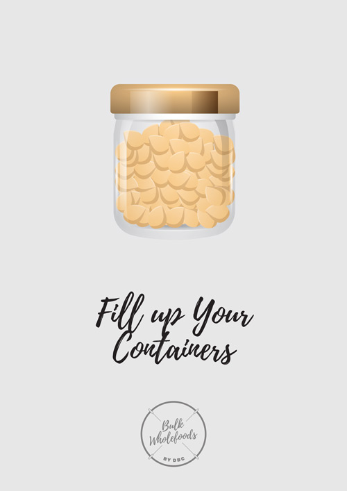 Graphic of glass jar filled with legumes with text overlay.