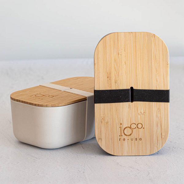 Two lunchboxes with bamboo lids.